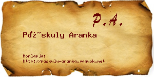 Páskuly Aranka névjegykártya
